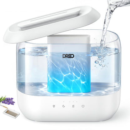Dreo Humidifiers for Bedroom, 4L Top Fill for Large Room, 36H Runtime, 28 dB Quiet Supersized Cool Mist Air Humidifier for Baby Nursery, Plants, Indoor, Night Light, Easy to Clean & Fill, White