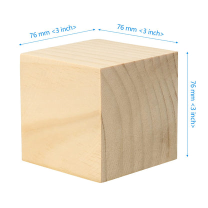 SEHOI 8 Pack 3 Inch Wooden Cubes, Unfinished Natural Wood Blocks, Blank Square Blocks Wood Cubes for Crafts and DIY Décor