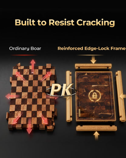 ARMORBEAR End Grain Acacia Wood Cutting Board, Reinforced Shield+Frame™ Edge Lock, Thick Butcher Block Cutting Board for Kitchen, Large Wooden Chopping Board with Juice Groove, 15.8 x 11.2 x 1.2 Inch
