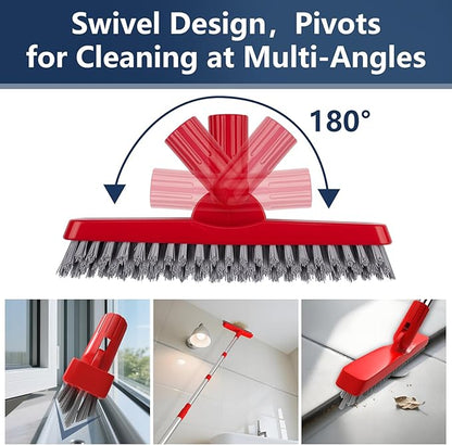 ITTAHO 2 Pack Grout Brush with Long Handle, Swivel Cleaning Grout Line Scrubber