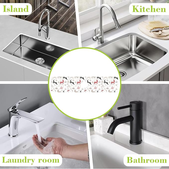 Chrismas Sink Faucet Absorbing Mat Christmas Sink Splash Guard Drying Mat