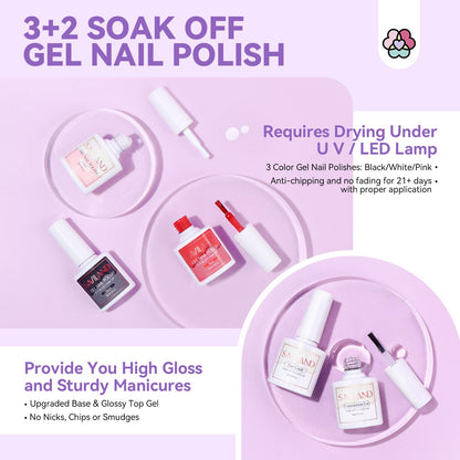SAVILAND Essentials Acrylic Nail Kit Starter: Acrylic Nail Kit for Beginners with Everything White Pink Clear Acrylic Powder and Liquid Set #8/10/14 Nail Brush Forms Manicure Tools Home Nail Salon DIY