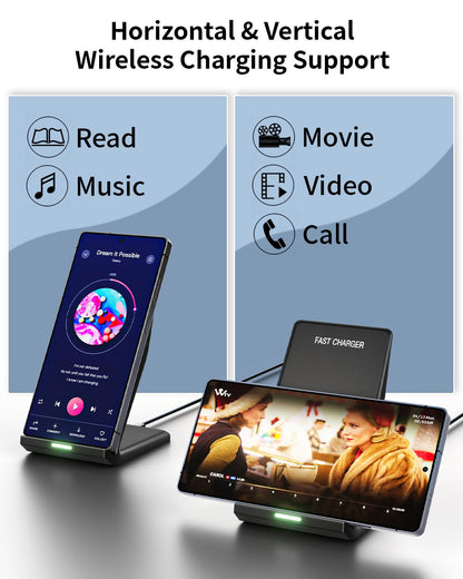 Wireless Charger Stand for Samsung,15W Max Wireless Charging Stand Desk Charging Station Android Desk Charger for Samsung S26/S25 Ultra/S24+/S23/S22/S21 FE,iPhone Air/17e/17 Pro Max/16 Pro/15/14/13/12