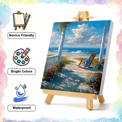 TBAIRO 4 Pack Framed Paint by Numbers Kit for Adults Beginner Beach DIY Painting Kits for Adults Sea Turtle Easy Adult Paint by Number Kits on Canvas for Wall Art Decor 8x12 Inch