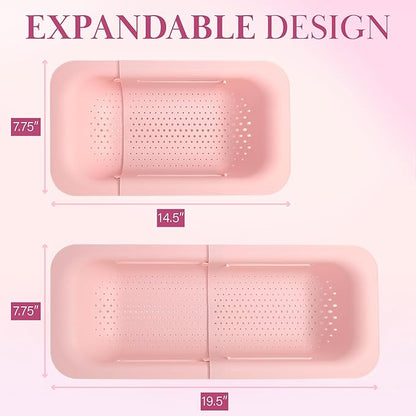 Paris Hilton Over the Sink Expandable Colander, Extendable Strainer, Adjustable