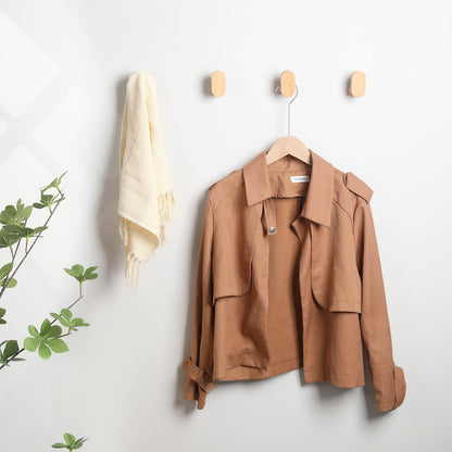 LIVESO Wood Wall Hooks, 6 Pack Modern Minimalist Wood Hooks Wall Mounted, Natural Wooden Wall Coat Hook Rack, Wooden pegs for Hanging Hat, Towel, Robe, Bag