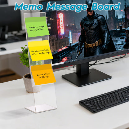 4 Pcs Multifunction Computer Monitor Memo Board, Clear Acrylic Monitor Sticky Note Holder for Office Home Desktop,Office Desk Accessories