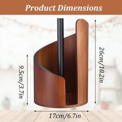 KongTiva Paper Towel Holder, Natural Mango Wood Countertop Stand for Jumbo Rolls with Wood Round Base Wooden Paper Towel Holder for Kitchen Dining Table Home Decor, Fits Small Rolls