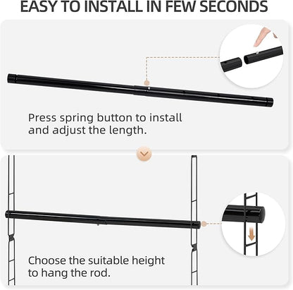 STORAGE MANIAC Hanging Closet Rod, Adjustable Width and Height Closet Hanging