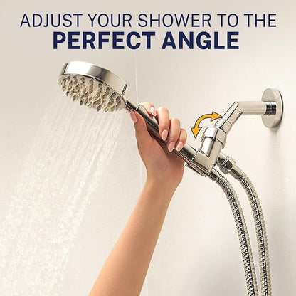 HammerHead Showers® Solid Metal Handheld Shower Head with Hose and Brass Holder - BRUSHED NICKEL - 2.5 GPM High Pressure Shower Heads with Adjustable Shower Wand Bracket - 6ft Flexible Extension