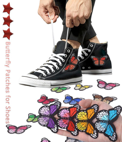 24pcs Cute Butterfly Iron on Patches Moth Embroidered Applique Repairing Patches for Hat Jean Jacket Dress Bag Shoe Decoration (Orange)