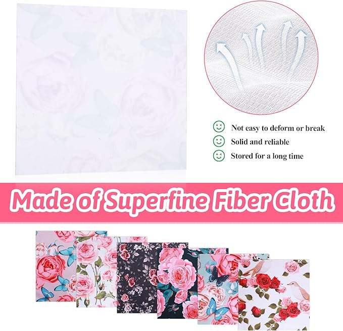 6 Pcs Thickened Glasses Cleaning Cloth Elegant Flower Design Microfiber