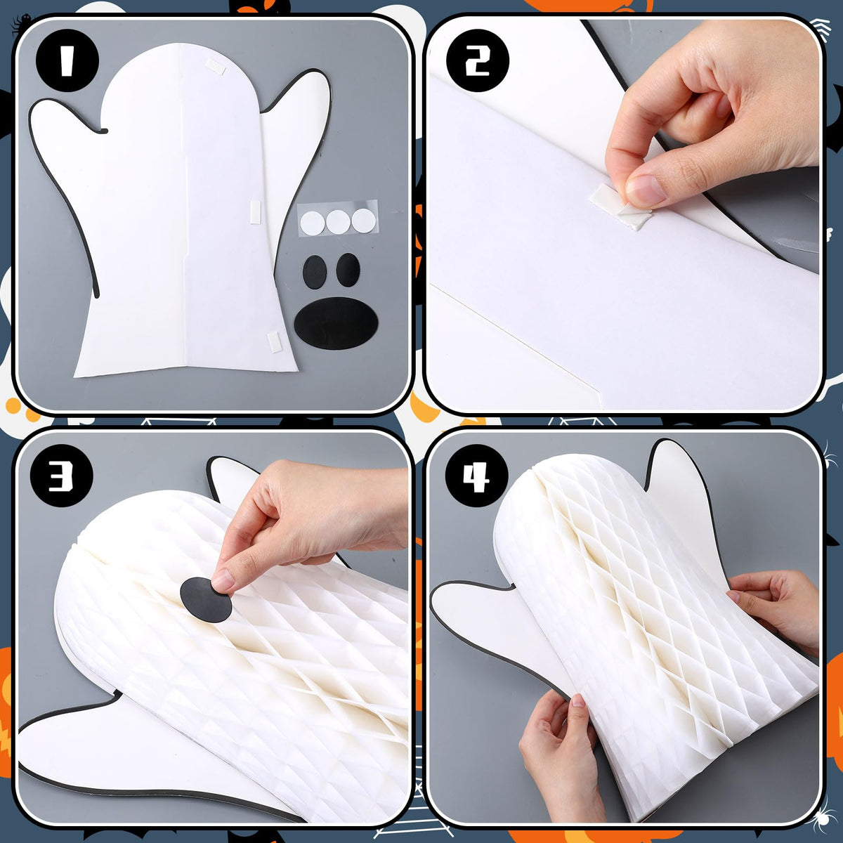 Bencailor 6 Pcs Halloween Ghost Table Decorations Halloween Honeycomb Centerpiece Ghost Table Centerpiece Halloween Party Decoration Ghost Table Topper for Halloween Party Home Room Desk Decor(White)