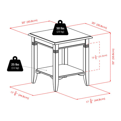 Winsome Nolan End Table, 20" Wide, 22" Tall, for Living Room, Bedroom, Cappuccino