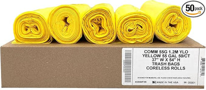 Ultrasac Heavy Duty 55 Gallon Yellow Trash Bags