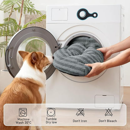 FURTIME Washable Small Dog Bed, Deluxe Dog Crate Beds Comfy Fluffy Kennel Pad Anti-Slip Pet Sleeping Mat for Puppy/Cat, Machine Washable Dogs Pillow, 23"x18"x3", Gray