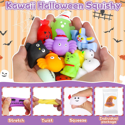 68Pcs Halloween Squishy Toys for Kids, Halloween Party Favors, Trick or Treat Goodie Bag Fillers, Kawaii Squishy Halloween Toys Gifts for Boys Girls Classroom Rewards
