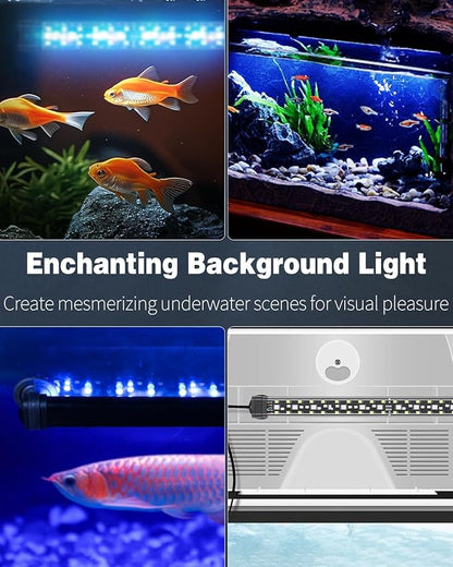Pawfly 8 W Aquarium LED Light 16 Inch 24/7 Fish Tank Light with Full Spectrum IPX8 Waterproof Lights Multi-Colored LEDs with D/N Mode Single Color Effects Timer and Adjustable Brightness