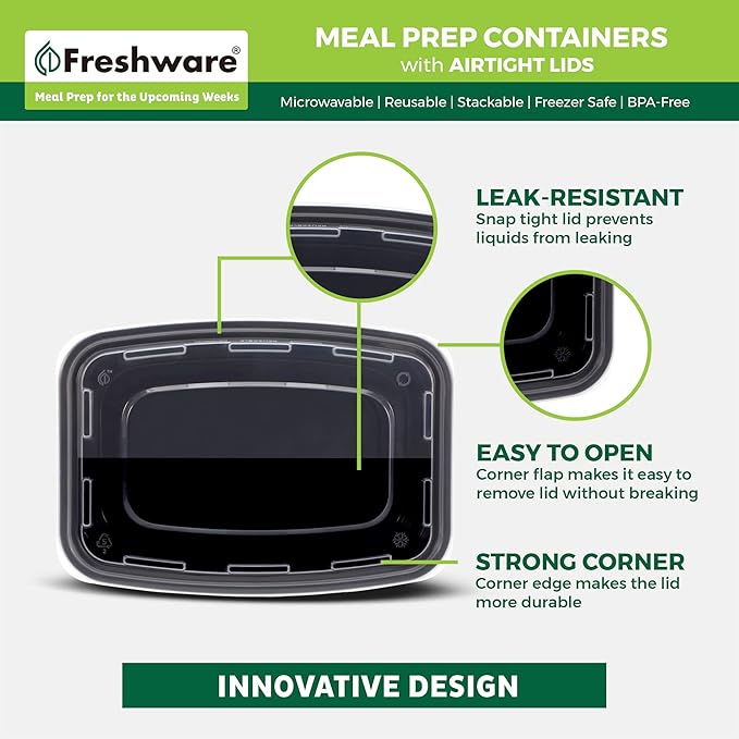 Freshware Meal Prep Containers 1 Compartment Food Storage Containers