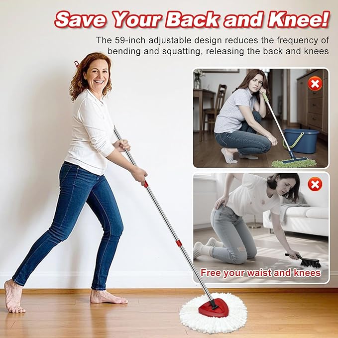 4 Section Spin Mop Replacement Handle