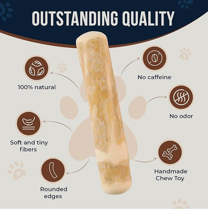 Coffee Wood Dog Chew and Natural Cotton Rope Toy for Regular Chewers - 100% Organic Wood Stick for Dog - Teeth Cleaning - Size L