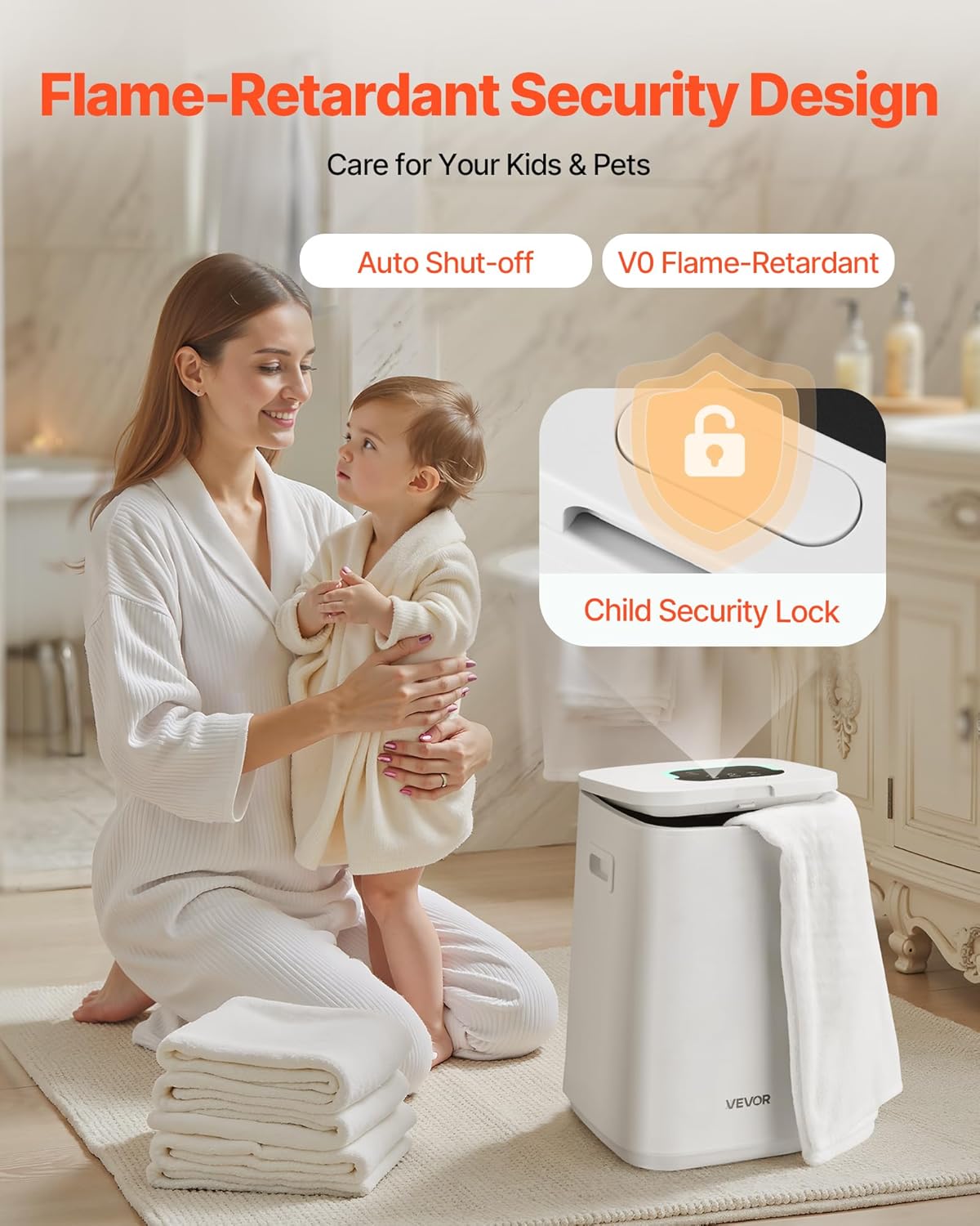 VEVOR Towel Warmers for Bathroom, Towel Warmer Bucket Auto Shut Off for Spa Fits up to 3 Oversized Towels, Blankets, Clothes, Bathrobes, PJ's and More