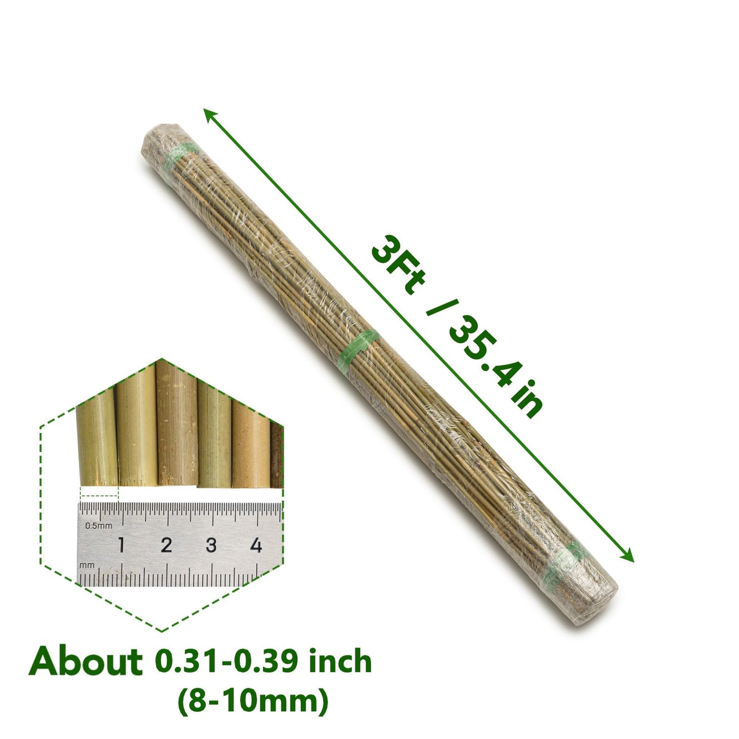 Taoskai 60Pcs Bamboo Stakes for Plant 3 Feet, Garden Bamboo Plant Stakes for Plants Support, Climbing Plants, Tomatoes, Sunflowers, Beans, Potted Plants, Trees
