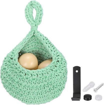 uxcell Hanging Fruit Baskets for Kitchen, Hand-Woven Wall Hanging Storage Jute
