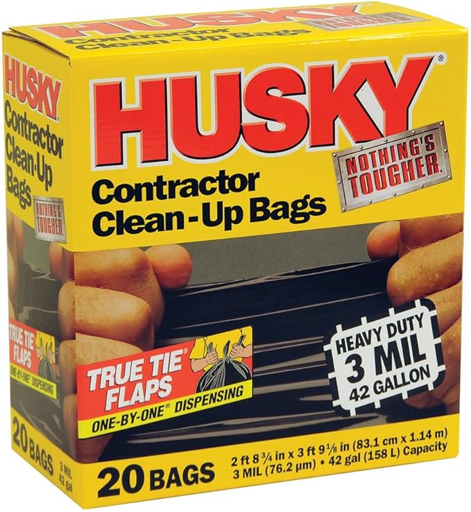 Husky HK42WC020B 42-Gallon Polyethylene Resin Contractor Clean-Up Bags