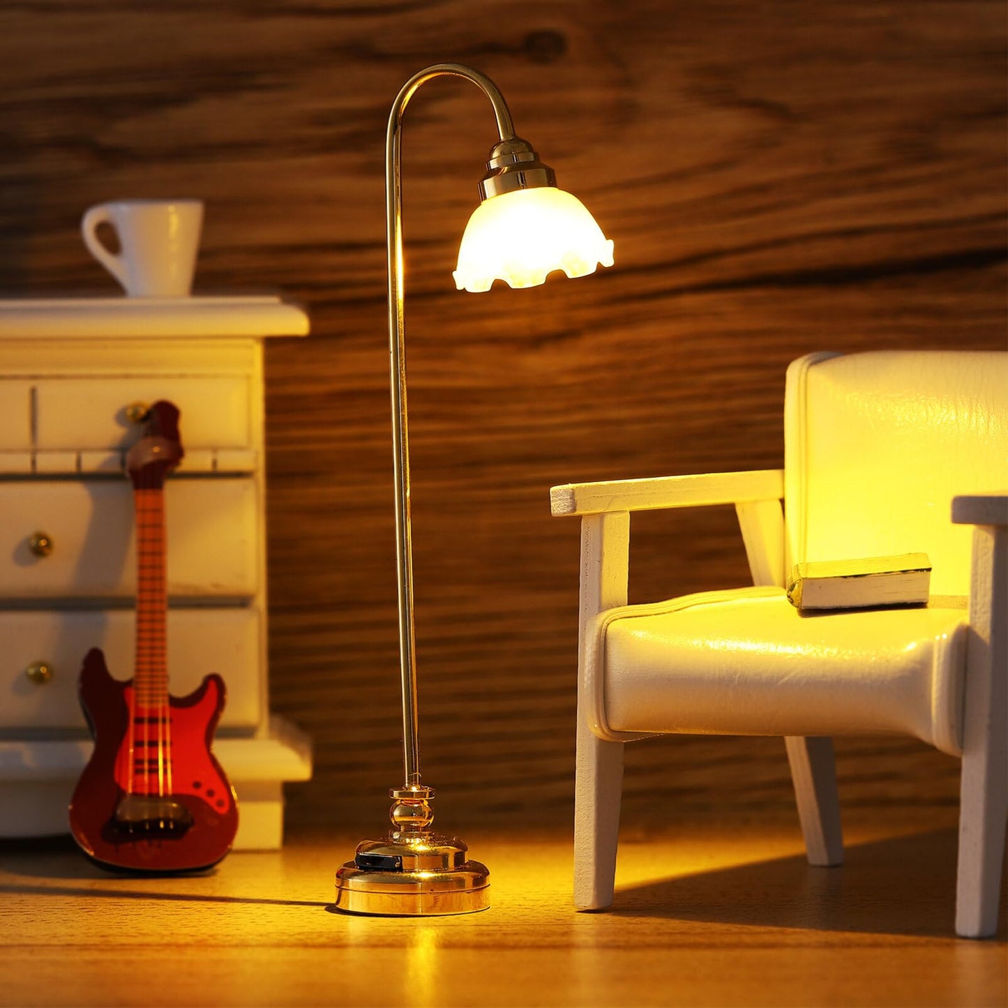 TOYANDONA 40pcs Miniature Dollhouse Flooring and 2pcs Miniature Dollhouse Foor Lamp