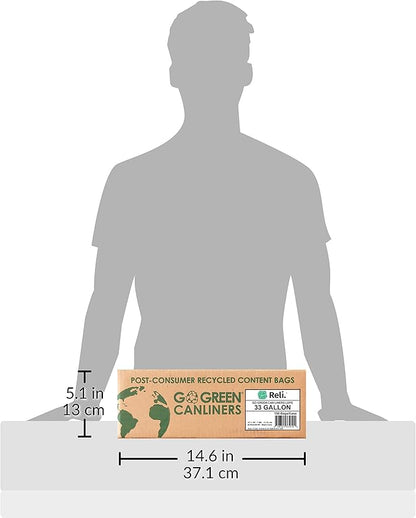 Reli. EcoStrong 33 Gallon Trash Bags | 150 Count Bulk | Black | Eco-Friendly |