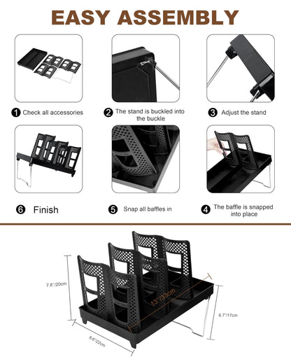 Coffee Cup Holder,Cup and Lid Dispenser with Stand,Disposable Cups Organizer,6 Slots,for Coffee Station,Bar,Office,Home,Restaurant,Breakroom,Countertop