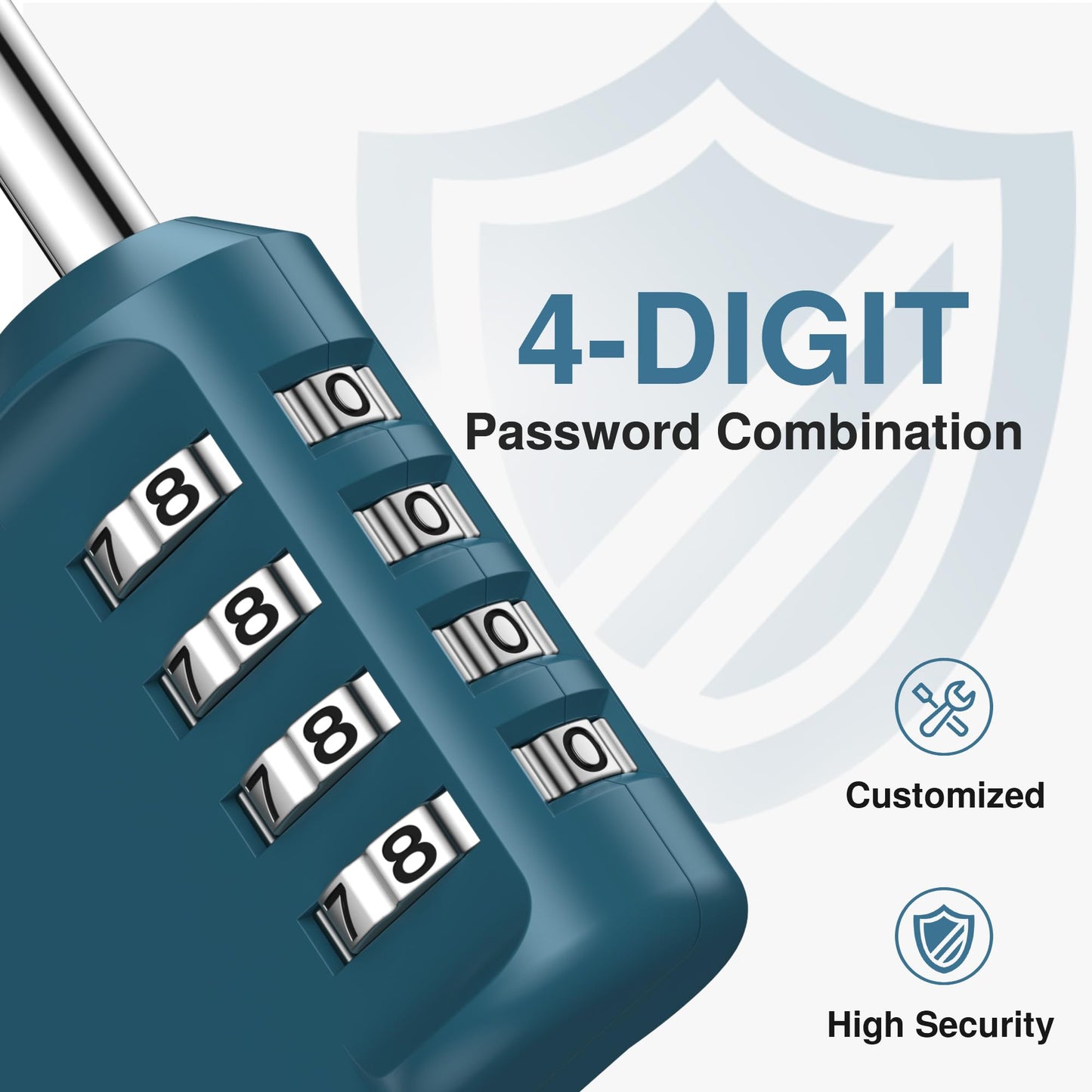 Puroma Combination Lock 4 Digit Waterproof Locker Locks Secure Outdoor Padlock for Gym Lockers, Toolboxes, Gates, Fences, Storage, Sports Locker (Peacock Blue)