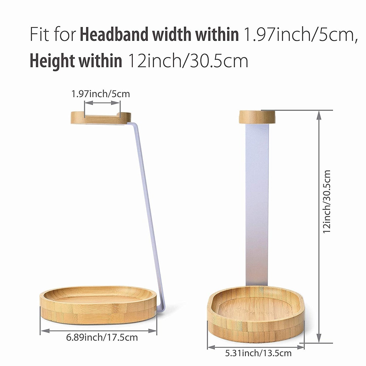 Avantree TR902 - Universal Wooden & Aluminum Headphone Stand Hanger with Cable Holder, Sturdy Desk Headset Mount Rack