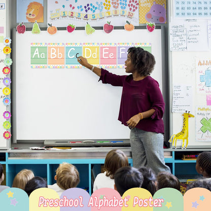 Adduster Bulletin Board Letters - ABC Alphabet Poster Classroom Decorating Set Toddler English Poster Kindergarten Elementary Classroom Nursery Home Wall Decoration（Soft Tones）
