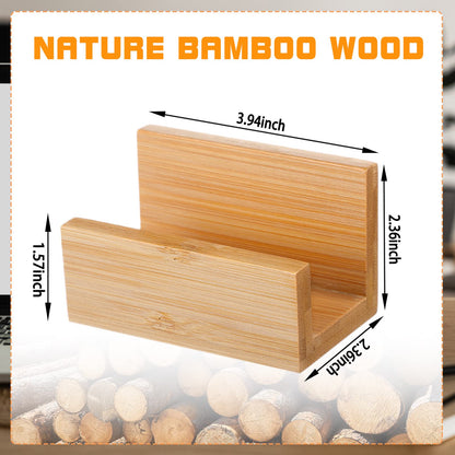 Seajan 6 Pcs Bamboo Wood Desktop Business Card Holder Business Card Holder Display for Desk Bamboo Stand Wood Organizer for Office Tabletop Counter
