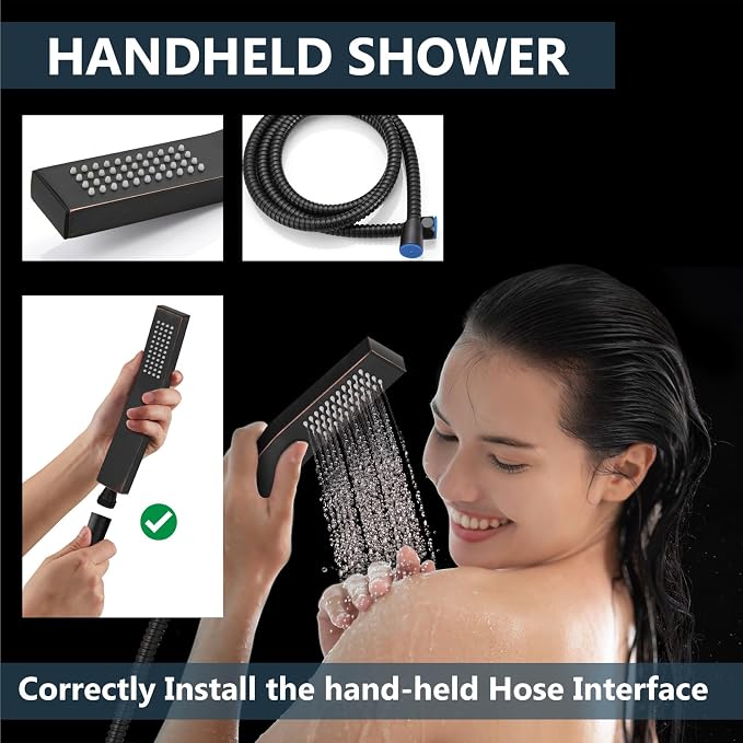 Aolemi Shower Faucet Set Rain Shower System with Handheld Spray Bathroom Shower Combo Rough-in Valve and Shower Trim Kit Included Oil Rubbed Bronze 10 Inch Wall Mount Shower Head