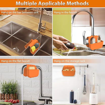 Sponge Holder for Kitchen Sink, Silicone Sink Saddle Caddy Organizer Rack