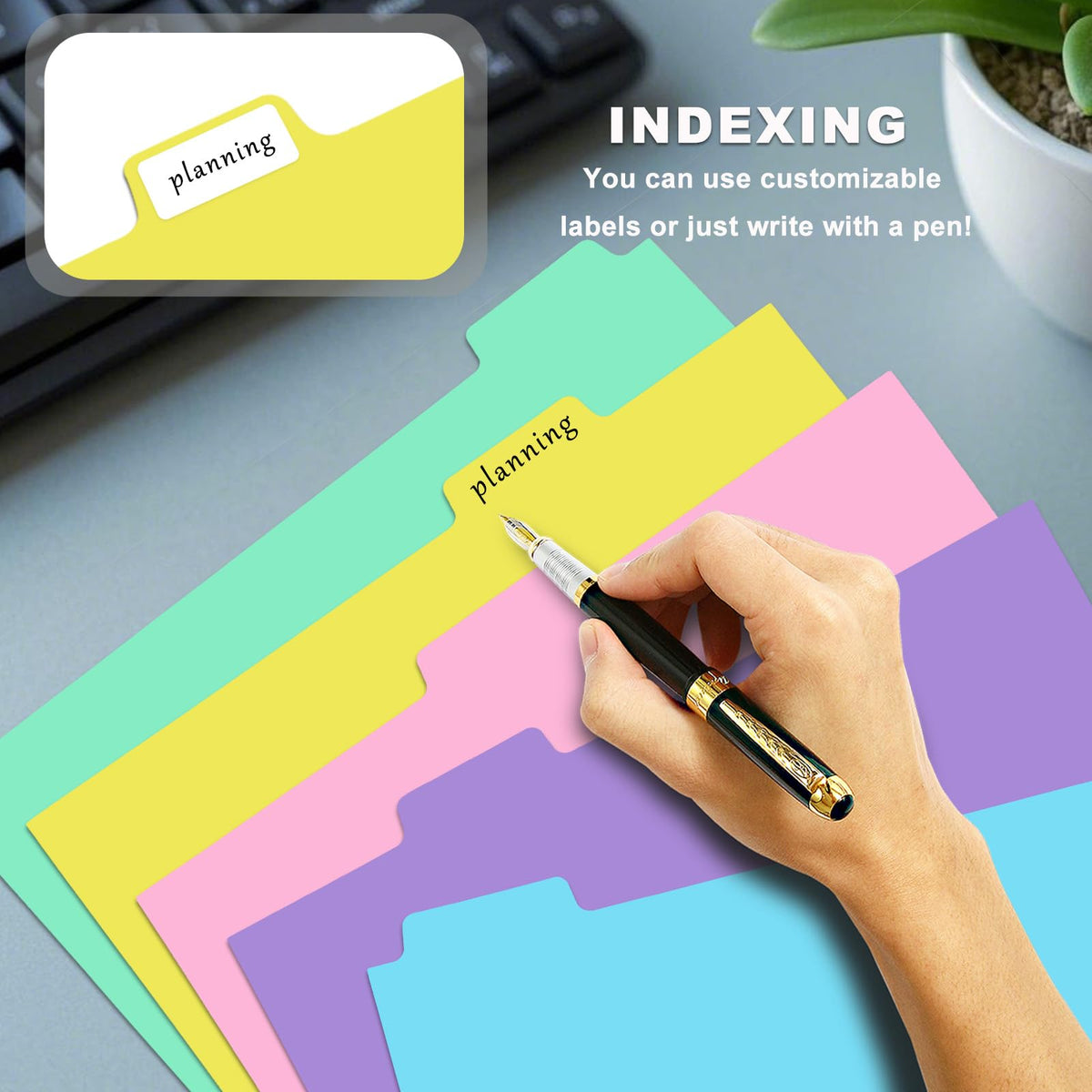 5-tabs 6 Set Binder Dividers with Tabs,Plastic Index with Label,Colored Tab Dividers for 3 Ring Binder (Total 30 Pcs)