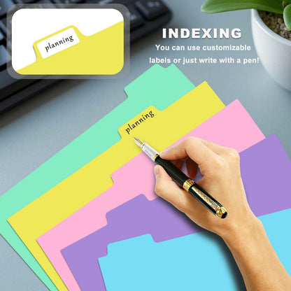 5-tabs 6 Set Binder Dividers with Tabs,Plastic Index with Label,Colored Tab Dividers for 3 Ring Binder (Total 30 Pcs)