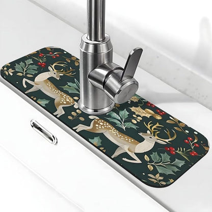 Christmas Kitchen sink faucet pad, strong water absorption, anti slip, very