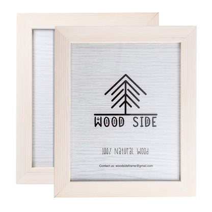 Rustic Wooden Picture Frames 8x10 - White - Set of 2-100% Natural Eco Solid Wood and High Definition Real Glass for Wall Mounting Photo Frame