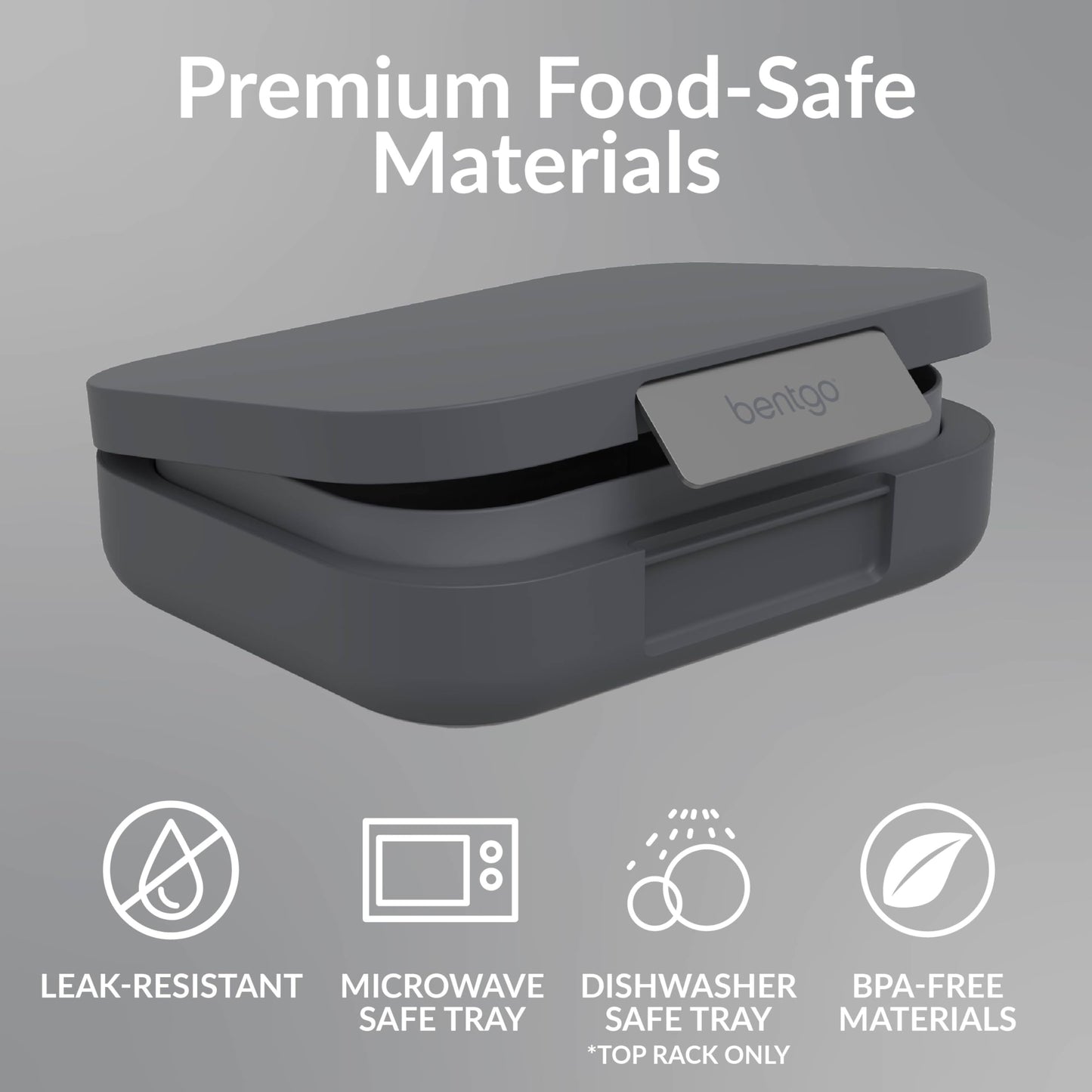 Bentgo Modern - Adult & Teen Bento Lunch Box; 3-4 Compartments, Leak-Resistant, 5.5 Cup Capacity/44 fl oz, Improved Locking Clips, Reusable, BPA-Free, Dishwasher/Microwave Safe Tray (Dark Gray)