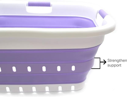SAMMART 41L Collapsible 3 Handled Plastic Laundry Basket