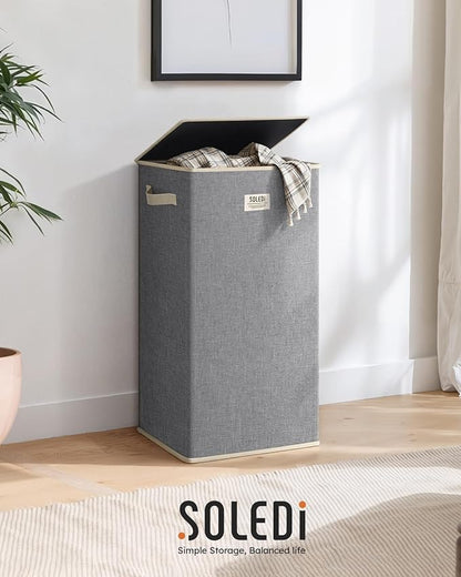 SOLEDI Laundry Hamper with Lid 100L Large & Tall Collapsible Laundry Basket