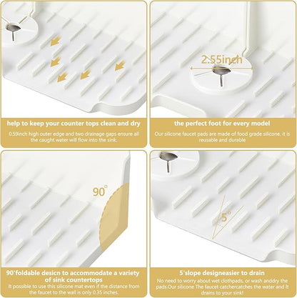 Silicone Kitchen Countertop & Sink Splash Guard, Silicone Sink Faucet Drying Mat