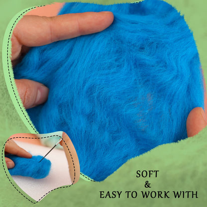 Wonvoc Needle Felting Wool, 12 Colors Wool Roving, 10g per Color 4.23 oz Total, Fibre Wool Yarn Roving, for Hand Spinning Needle Felting DIY Wool Crafts, Green and Blue