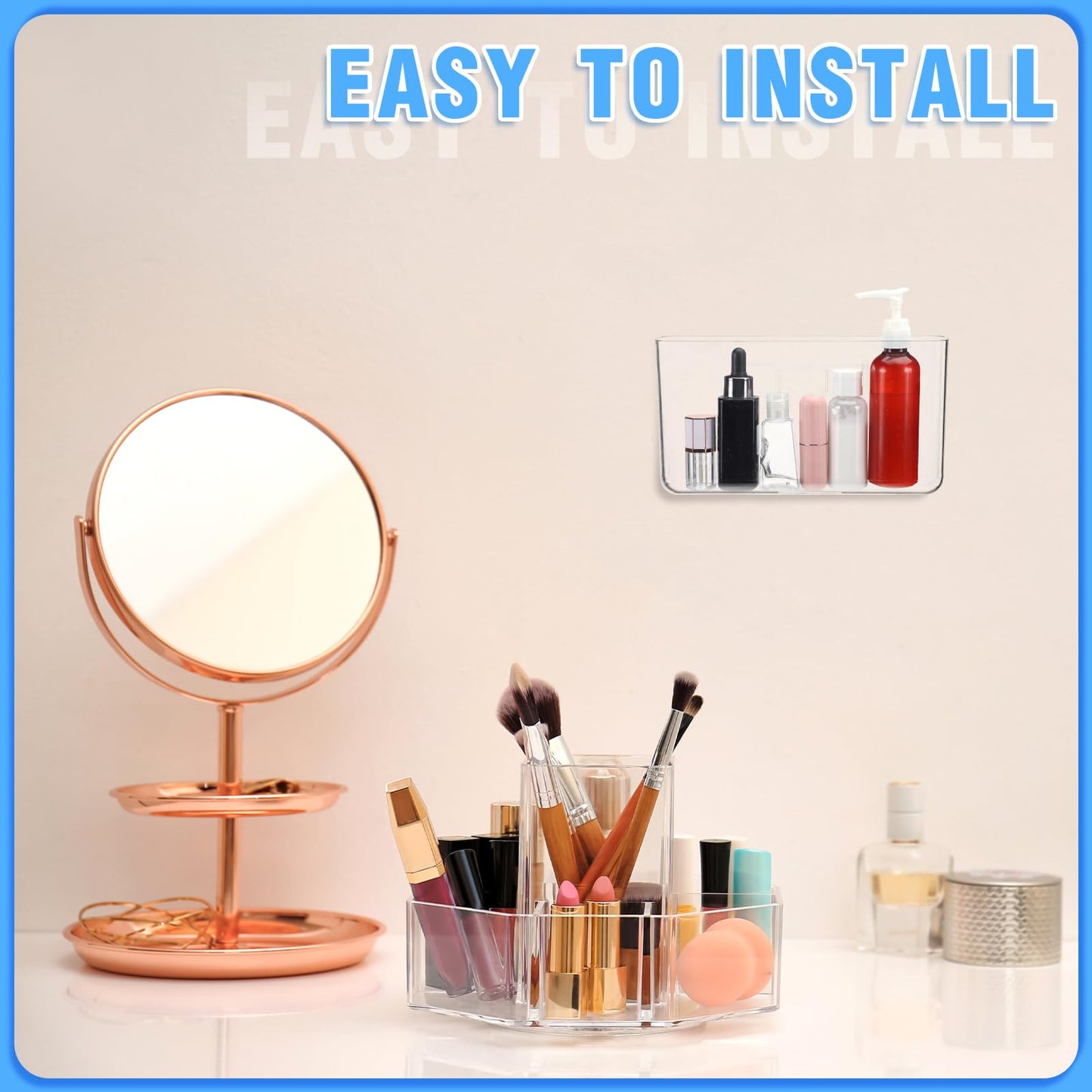 Suzile 6 Pack Wall Mount Organizer Acrylic File Holder Adhesive Cabinet Door Organizer Wall Mounted Storage Box for Office Kitchen Bathroom Bedroom Garage Craft Room Collection(Big)