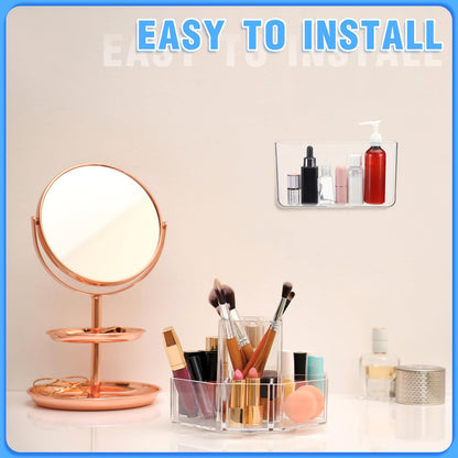Suzile 6 Pack Wall Mount Organizer Acrylic File Holder Adhesive Cabinet Door Organizer Wall Mounted Storage Box for Office Kitchen Bathroom Bedroom Garage Craft Room Collection(Big)