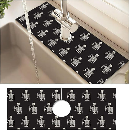 Absorbent Splash Guard Mat for Kitchen Sink, 15×5.5 Inch Cute Fast Drying Drip